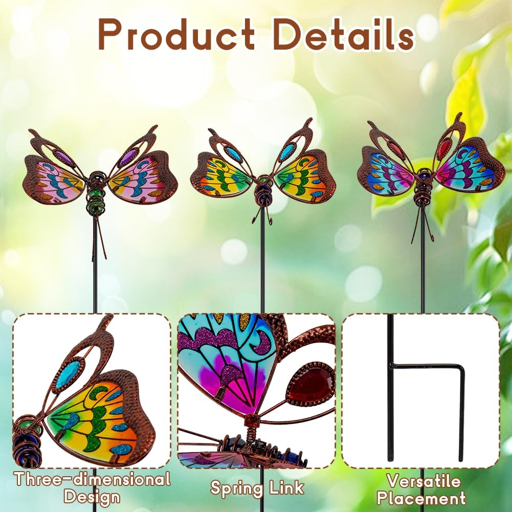 3 Pack Butterfly Decorative Garden Stakes,Butterflies Porch Decorations Outdo…