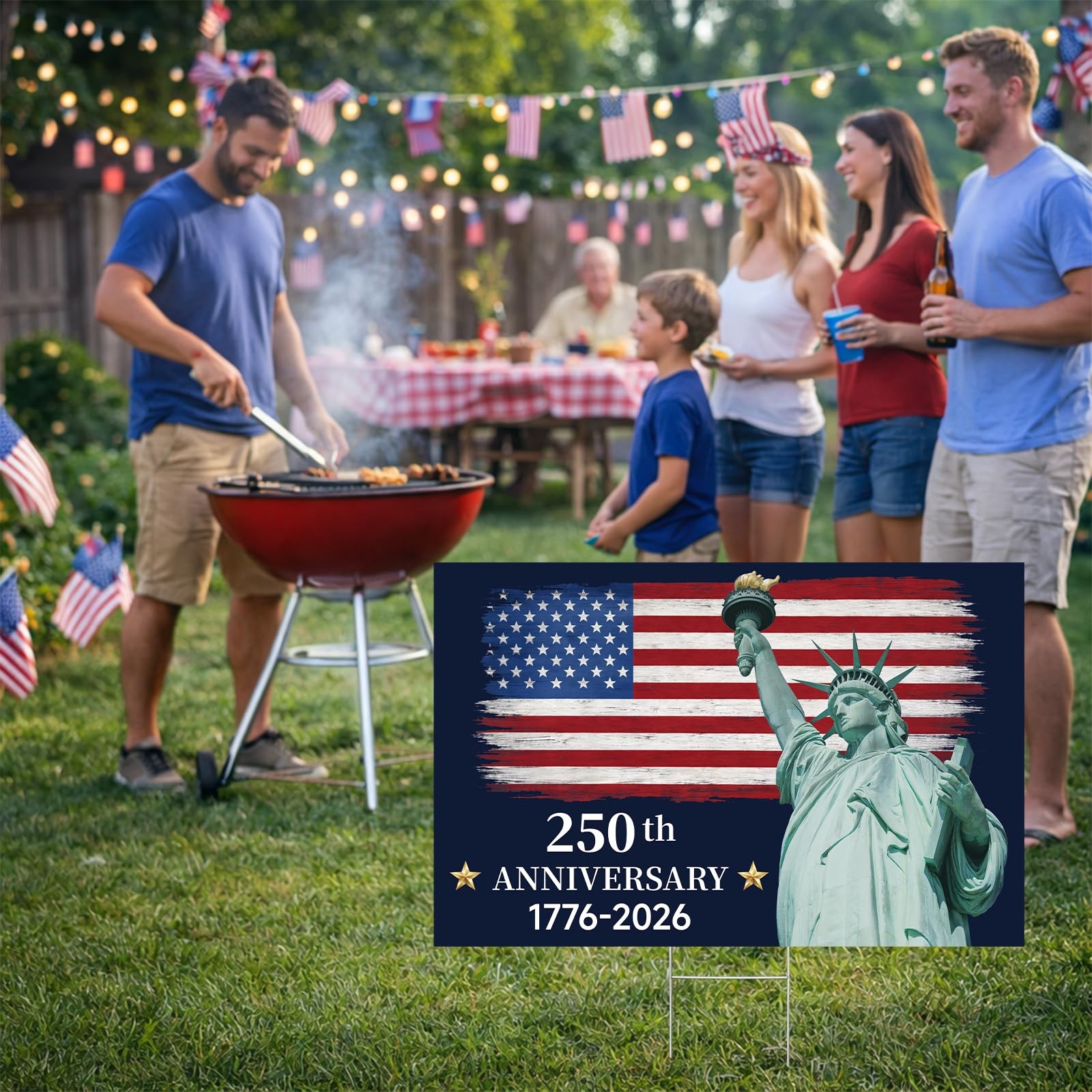 250th Anniversary Yard Sign, 25″x16″ Large 250 Years of Freedom 1776-2026 Dec…