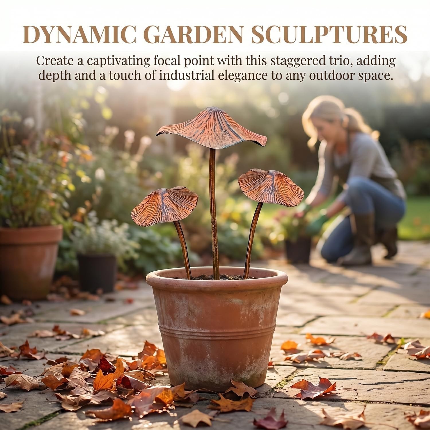 3 Pack Large Mushroom Garden Decor, Outdoor Mushroom Decor Metal Garden Stake…