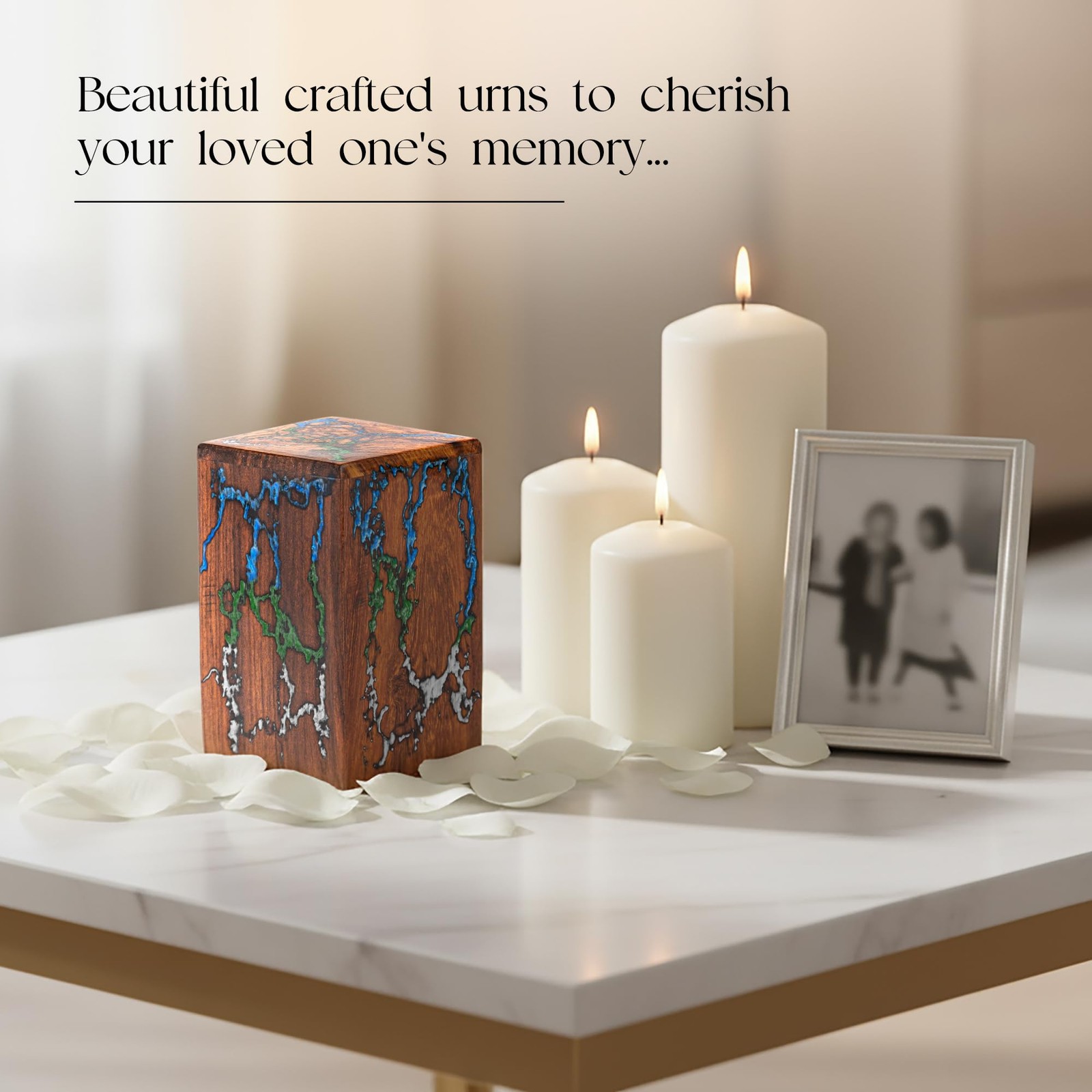 Wooden Urns for Human Ashes Adult Male, Female – Wood Urn for Women, Resin De…