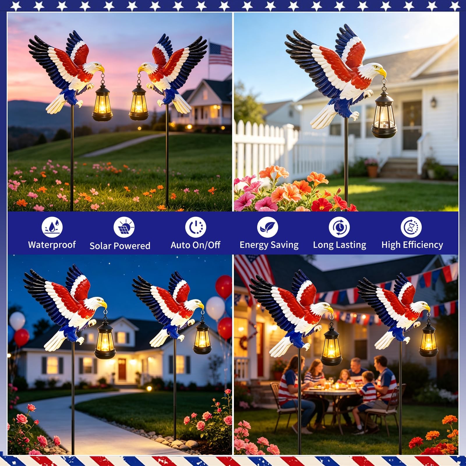 USA 250th Anniversary Solar Eagle Garden Stake Lights, 4th of July Decoration…