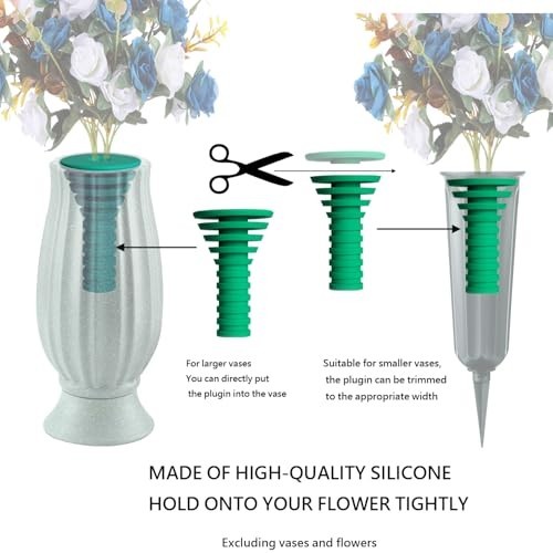 Wind Resistant Cemetery Vase Insert – Fixed Rubber Flower Holder, Green Decorati