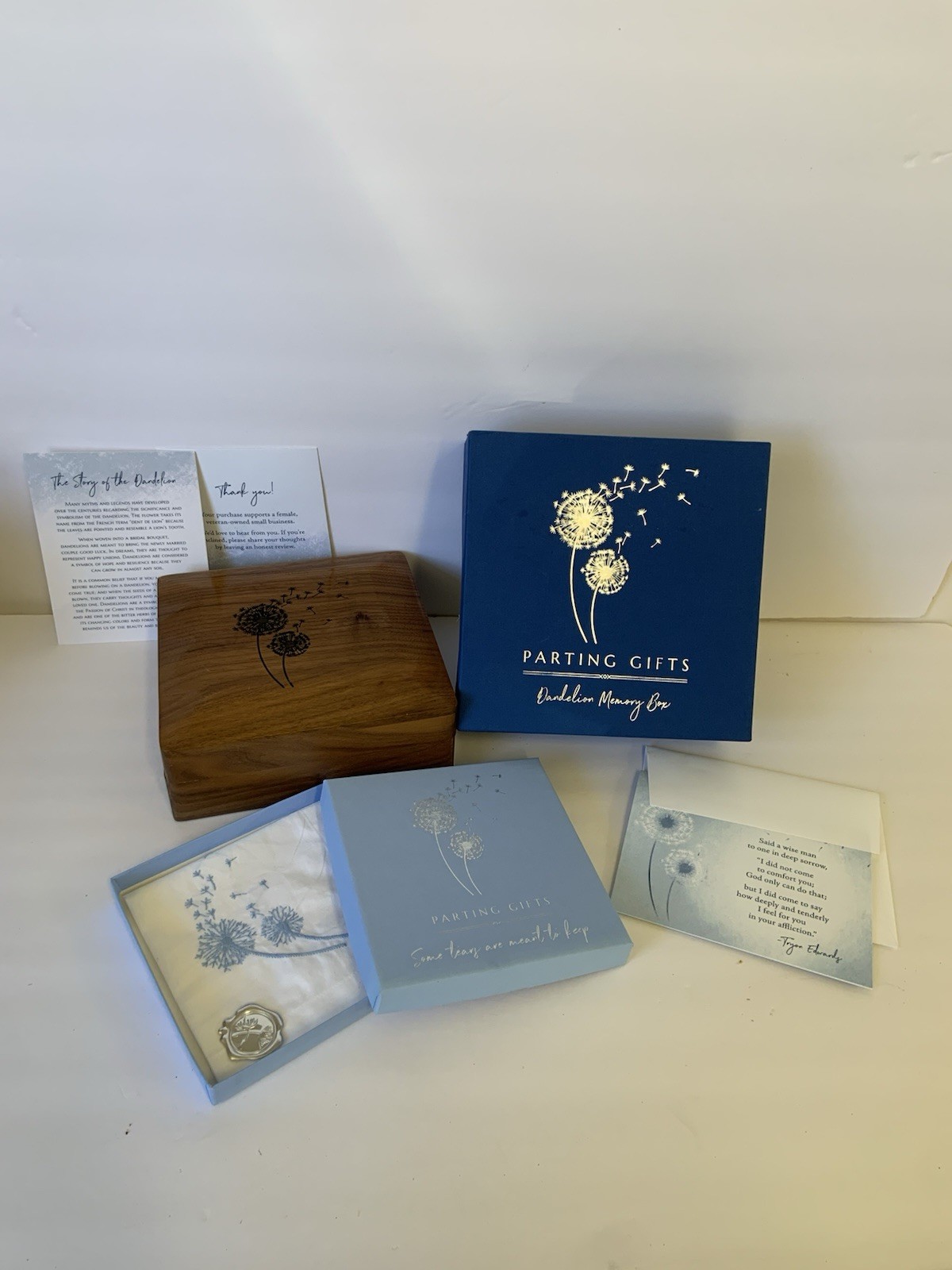 Dandelion gifts Parting Remembrance Keepsake for Passing Funeral Sympathy Set