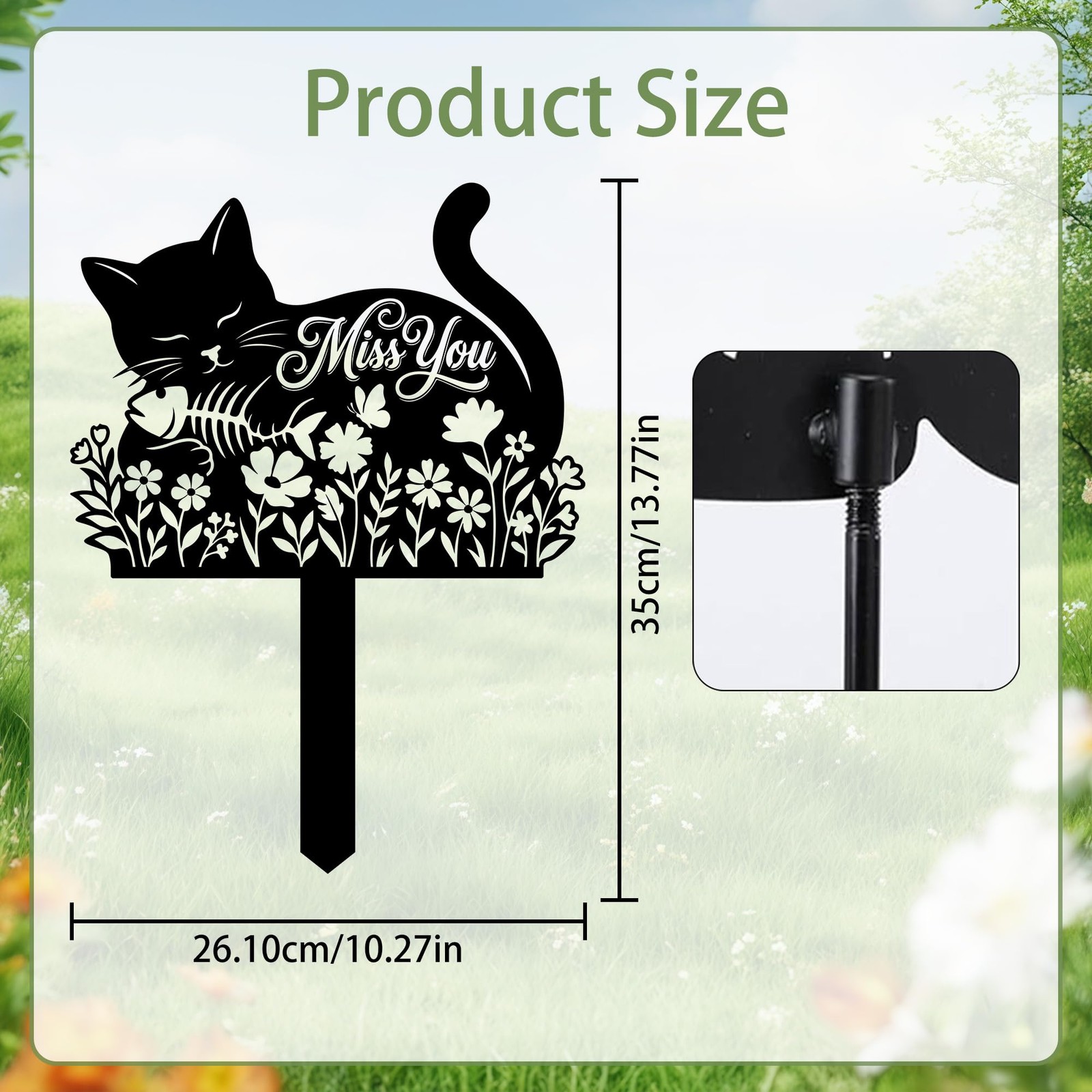 Cat Memorial Metal Grave Marker Outdoor, Sleeping Cat Pet Grave Markers with …