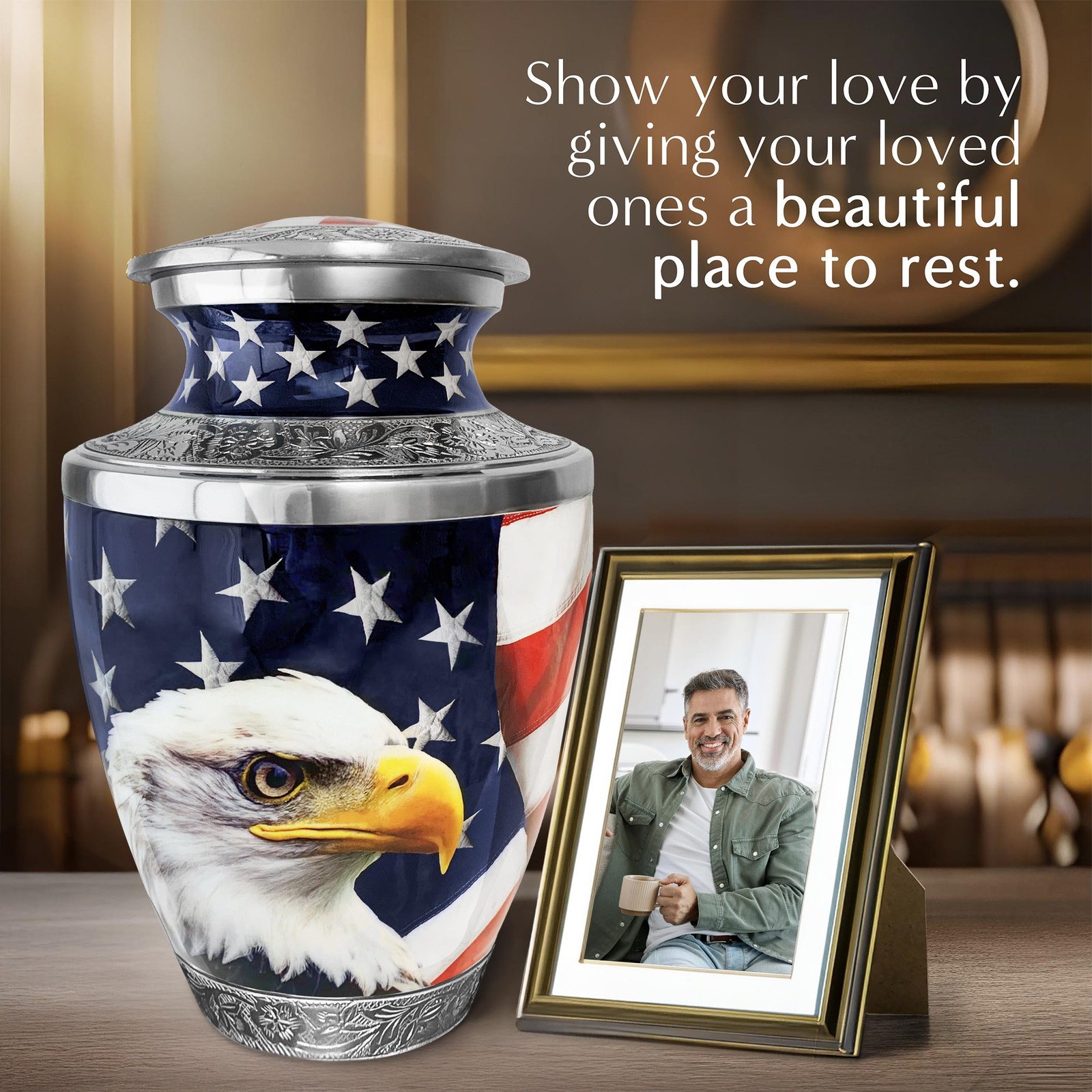 Adult Cremation Urn Large Patriotic Eagle Memorial Keepsake Human Ashes