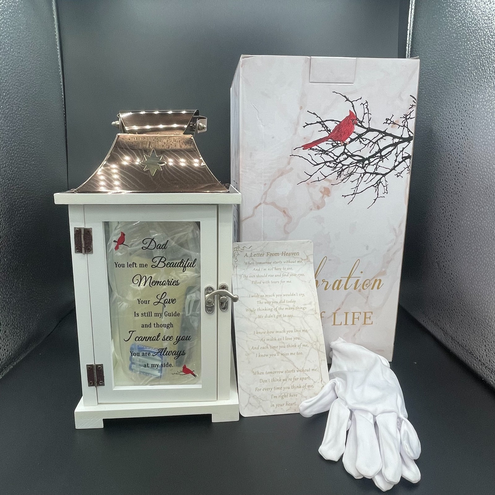 Memorial Lantern With LED Candle, Sympathy Gift Loss of Father/Dad, Bereavement