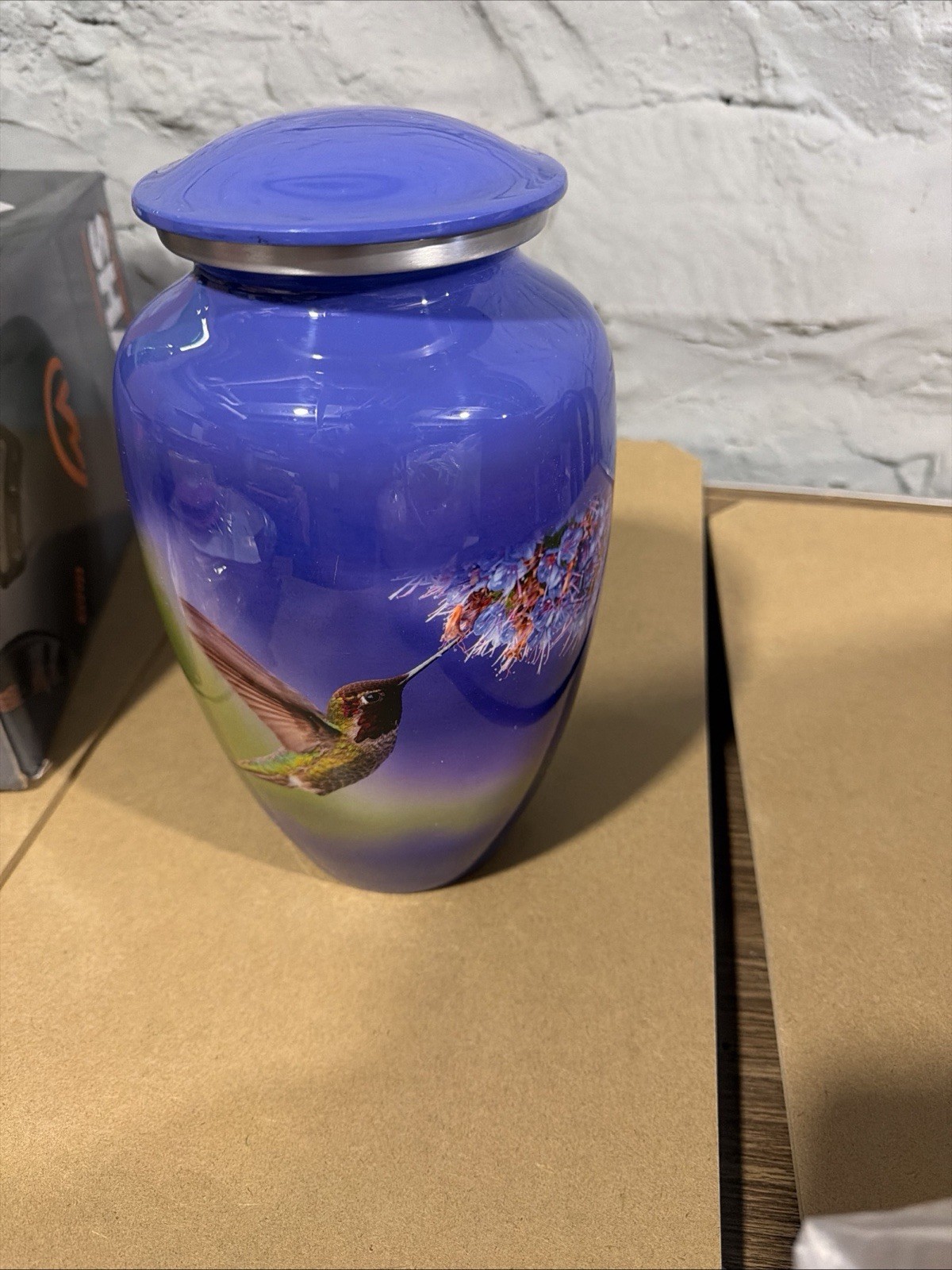 Purple Hummingbird Cremation Urn Adult Human Ashes Metal