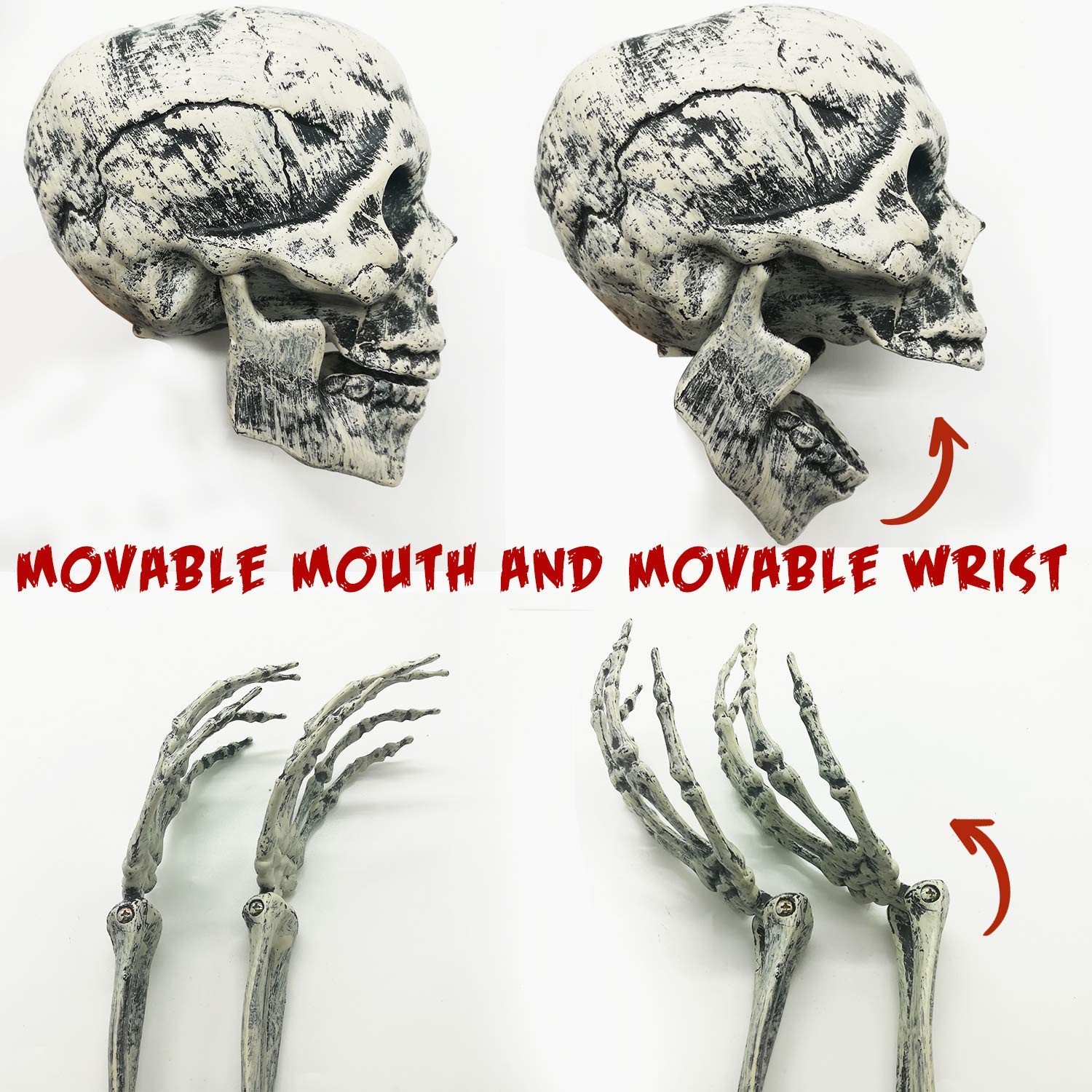 Realistic Halloween Skeleton Stakes Decorations, 3Pcs Groundbreakers Skull He…