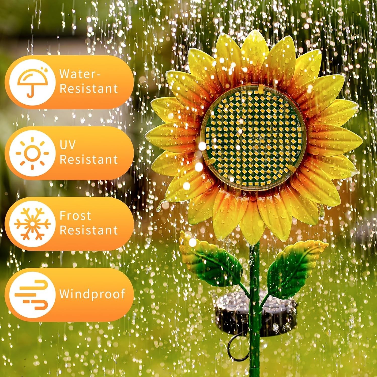 Solar Sunflower Garden Stake Lights, Yellow and Blue LED, Waterproof, Outdoor…