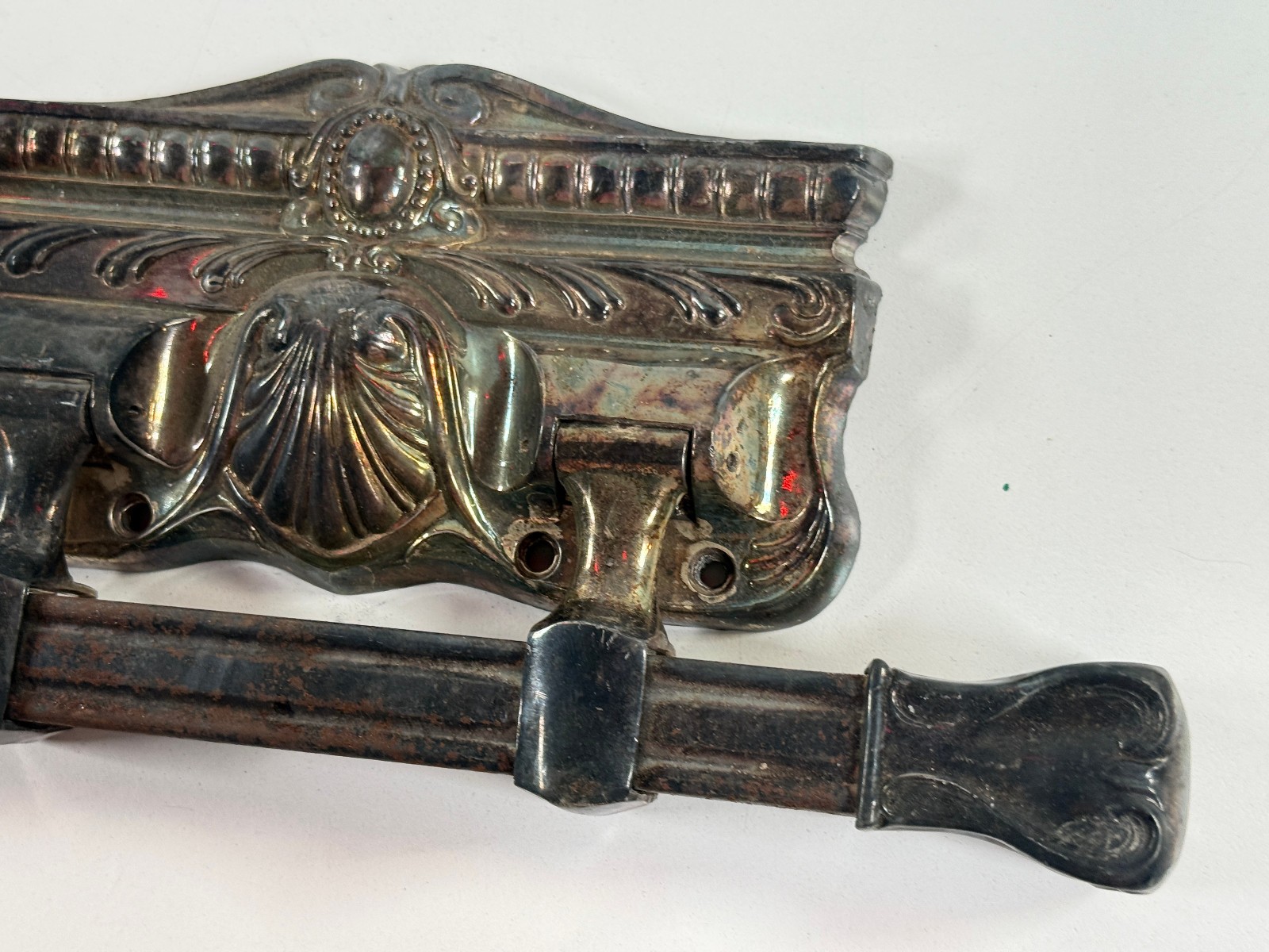vtg Casket Coffin Handle funeral silvertone grey cast metal