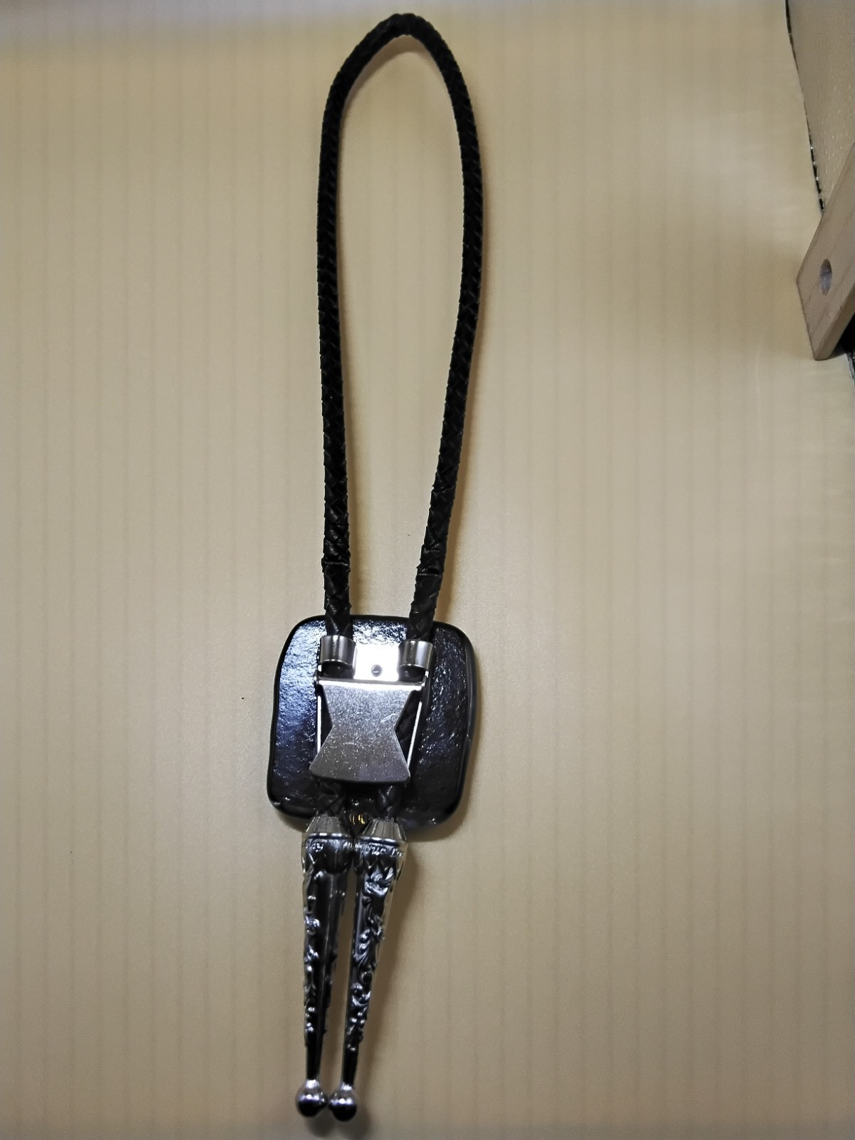 Dichroic Bolo for Cremation Urn | Modern Western Bolo | Black Genuine Leather