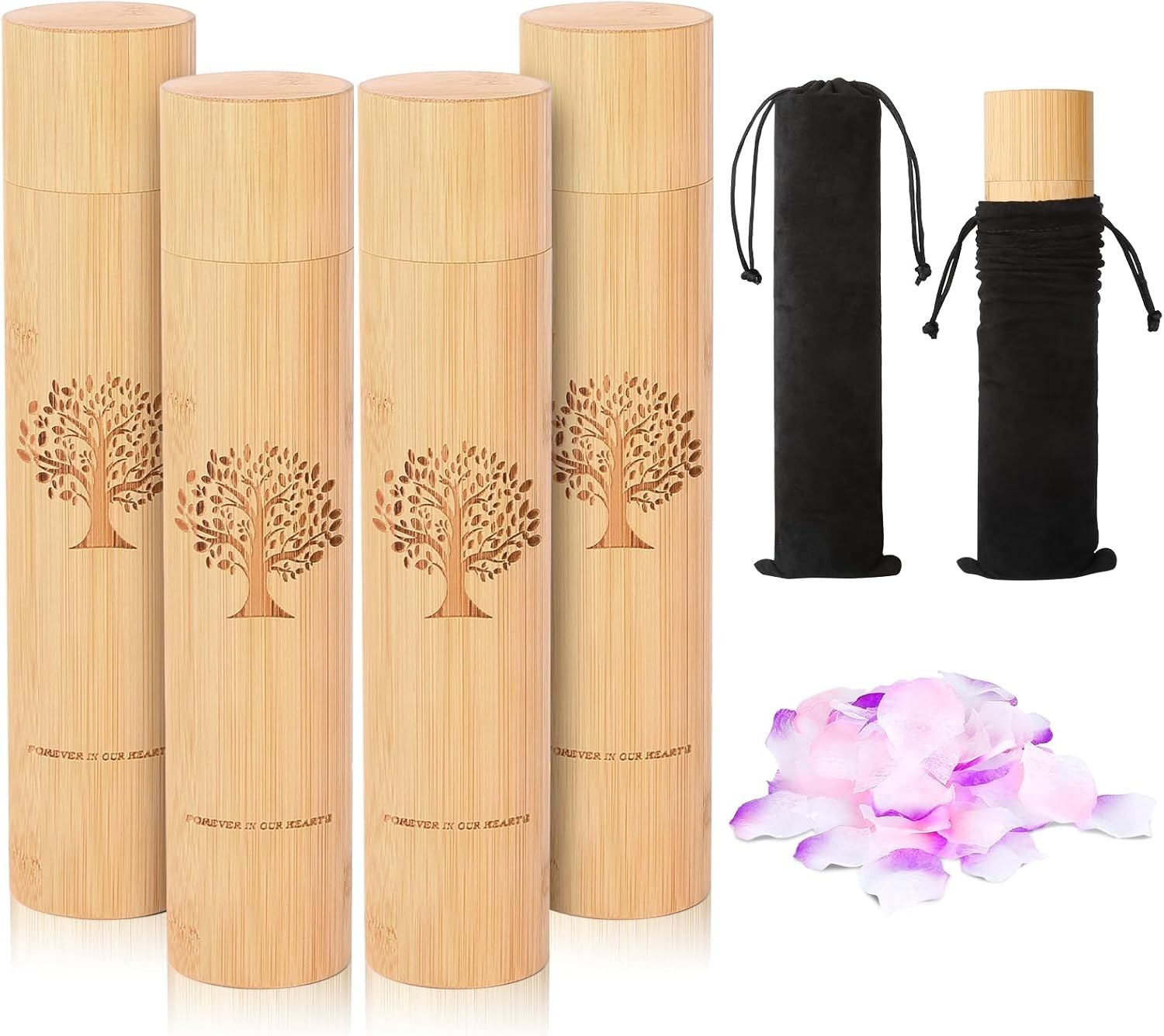 Small Eco Friendly Scattering Tubes for Ashes Includes Drawstring Bags Set 4
