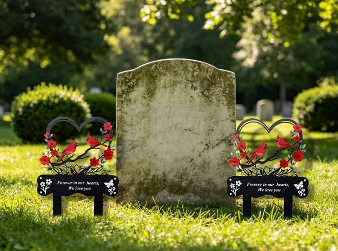 Cemetery Decorations for Grave Memorial Plaque Stake Grave Marker Cardinals Gard