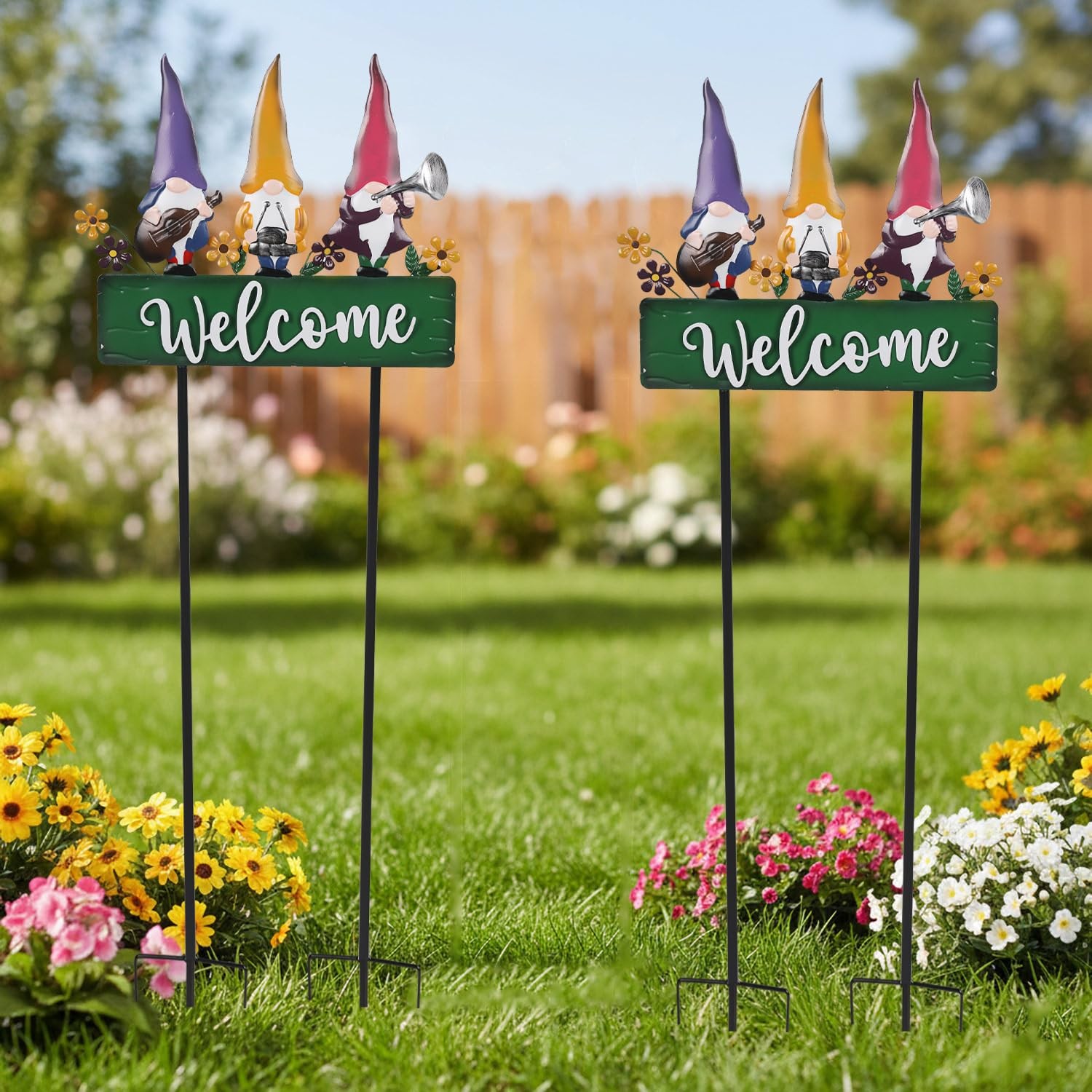 Spring Gnomes Decorations for Yard with Garden Welcome Sign, Large 43.3inch M…