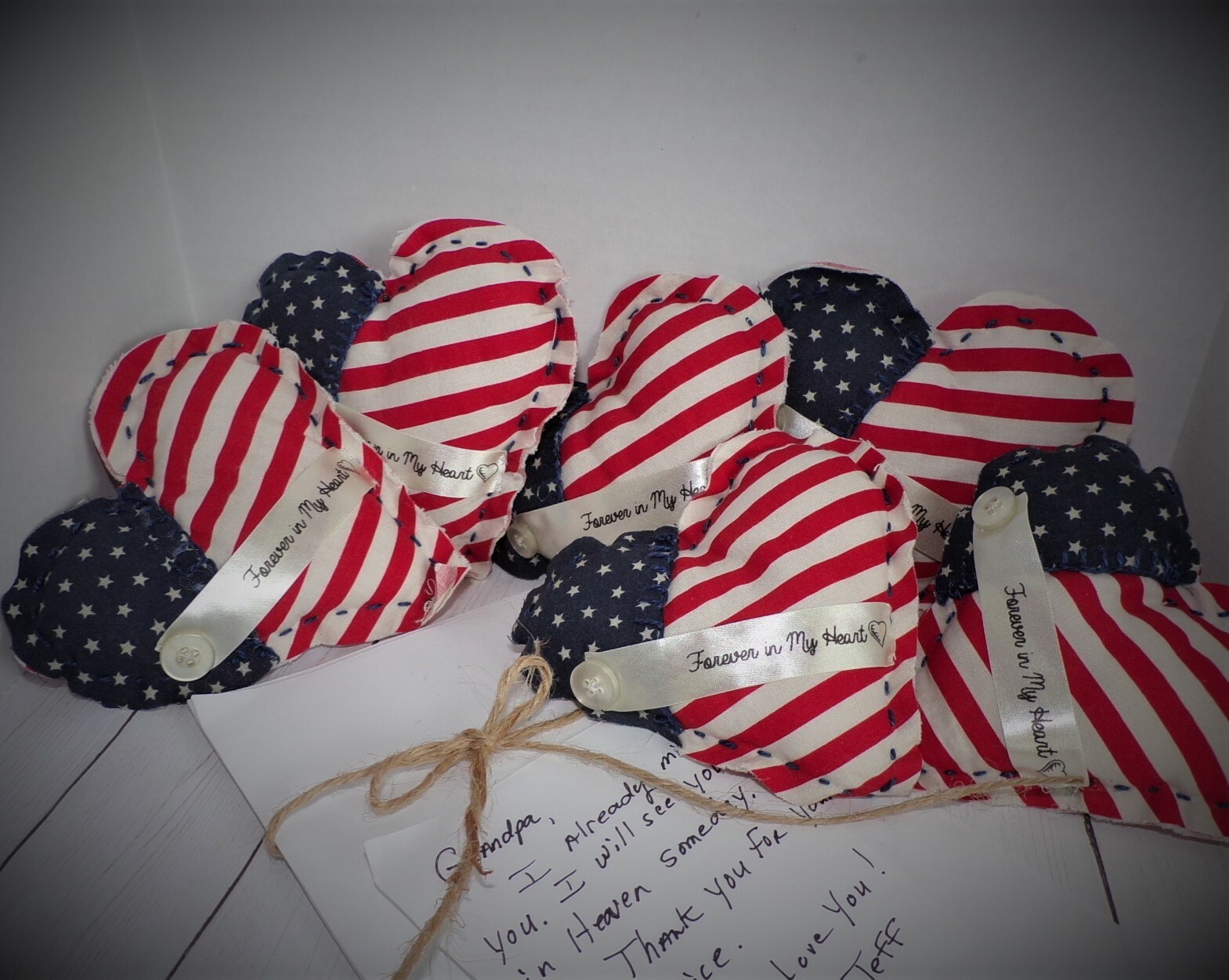 American Flag, Forever In My Heart Handmade Casket Hearts, Veterans Memorial,