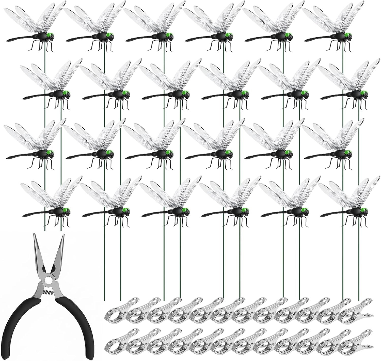 24 Pcs Large Dragon Fly Clips for Bugs Repellent Dragonfly to Keep Away Garden S
