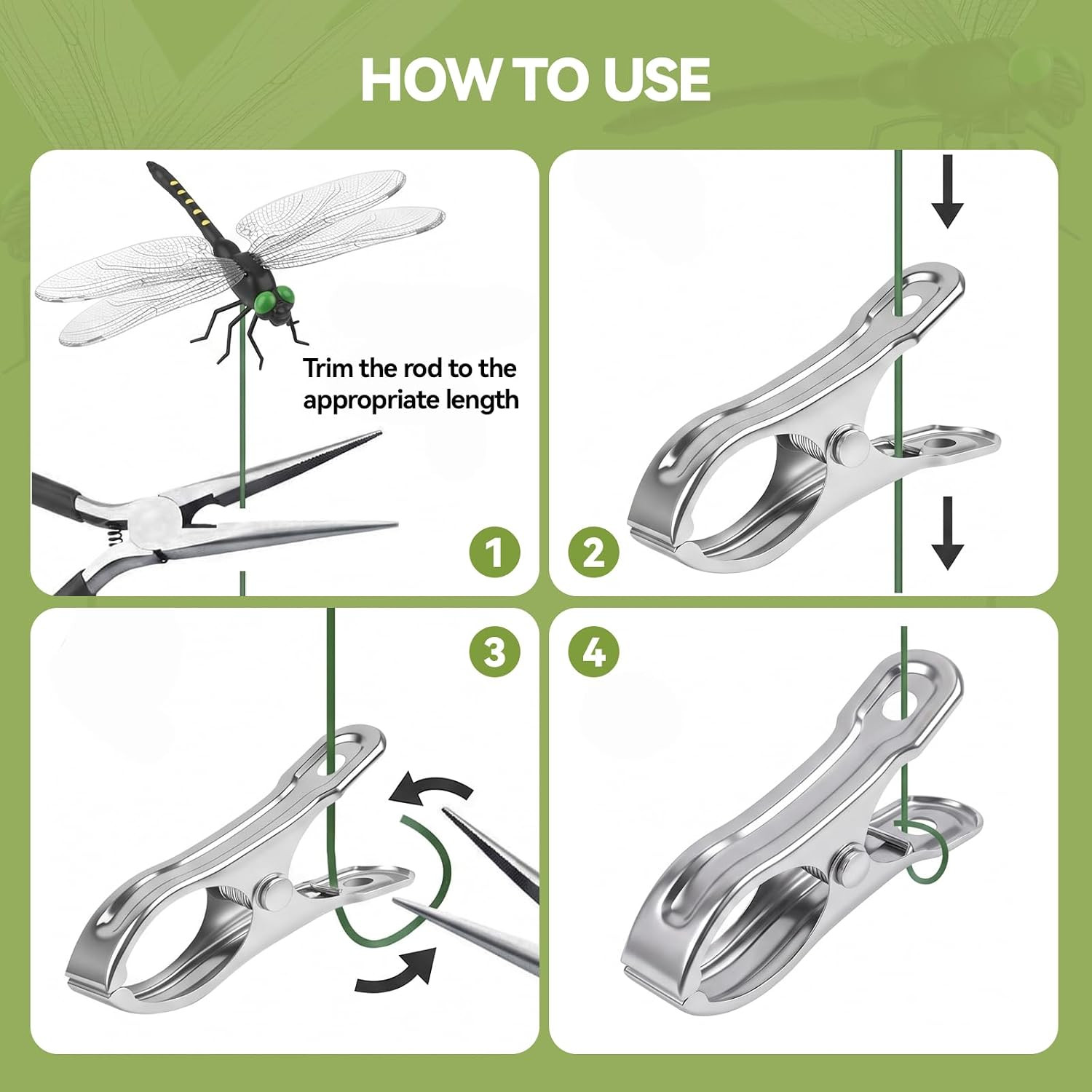 24 Pcs Large Dragon Fly Clips for Bugs Repellent Dragonfly to Keep Away Garden S
