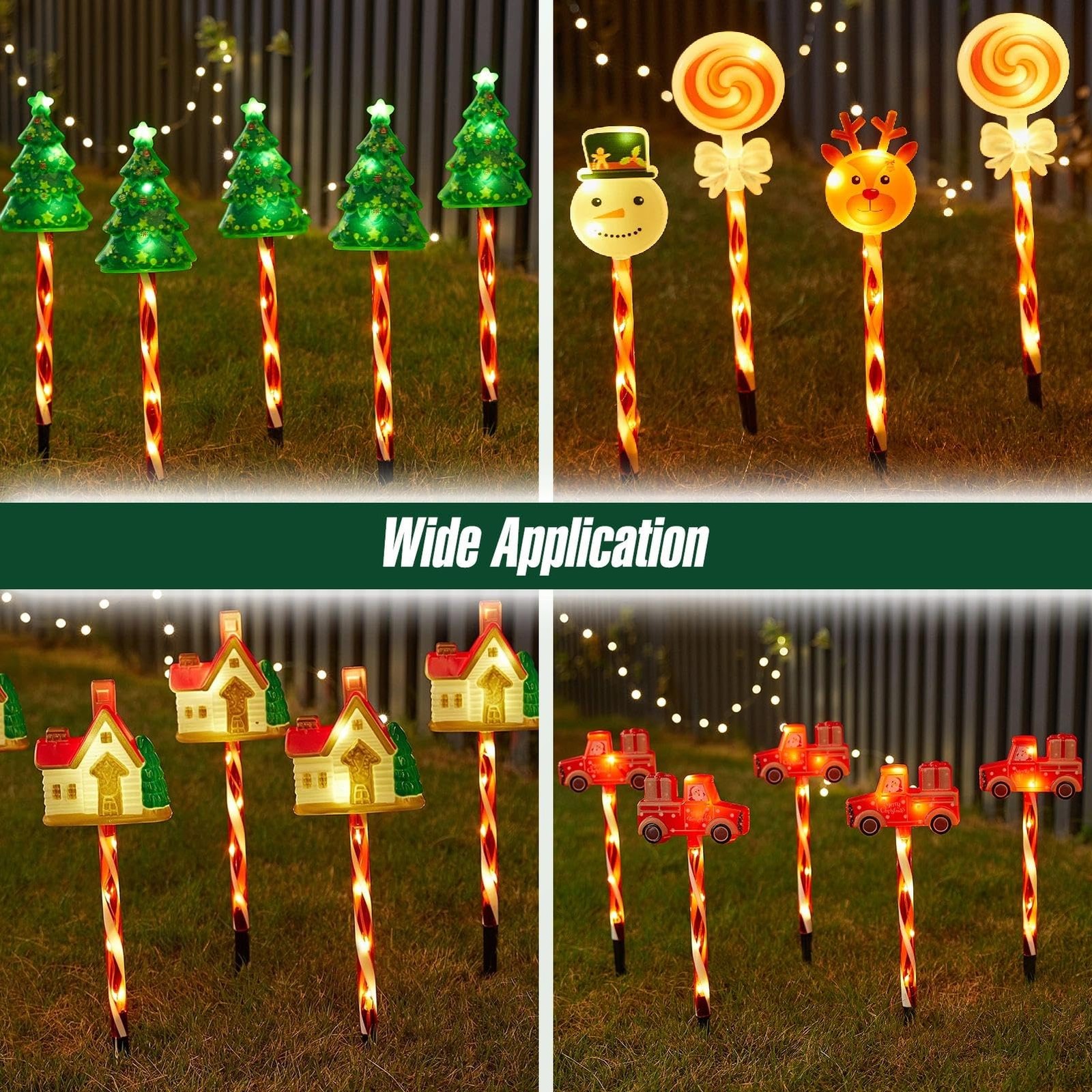 30 PCS 6.1 Inch Plastic Replacement Stakes for Solar Pathway Candy Cane Light