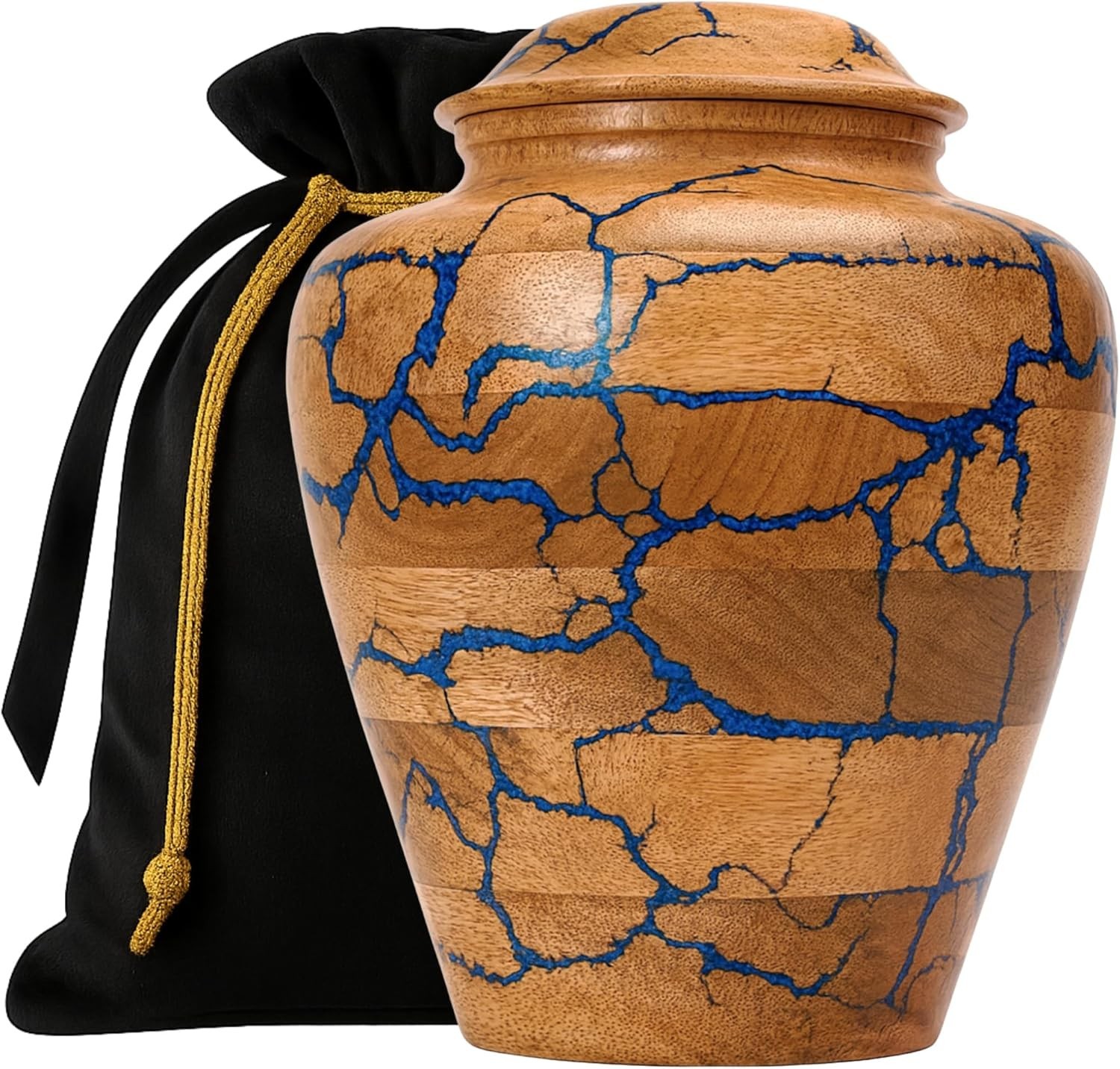 Wooden Urn for Human Ashes Large 200 Cu in Decorative Men and Women Burial