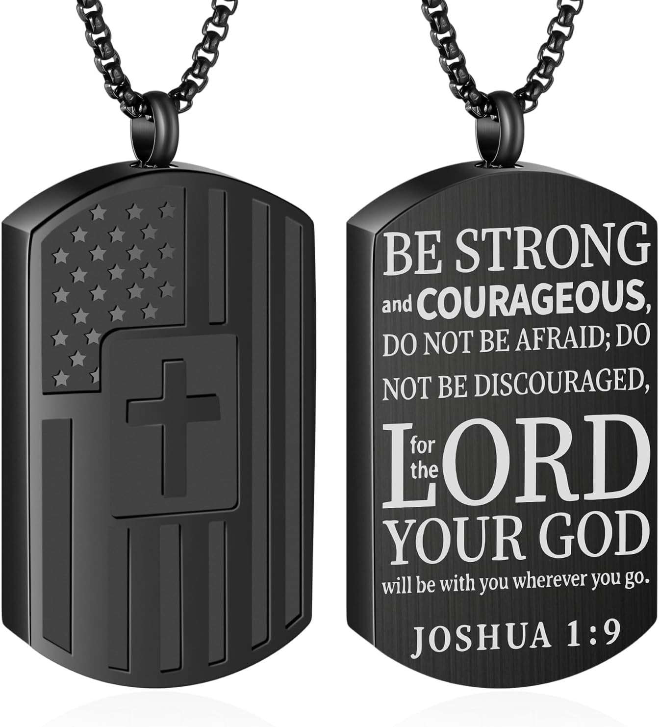Flag Tag Urn Necklace for Ashes Cross Tag Cremation Jewelry for Ashes Stainless