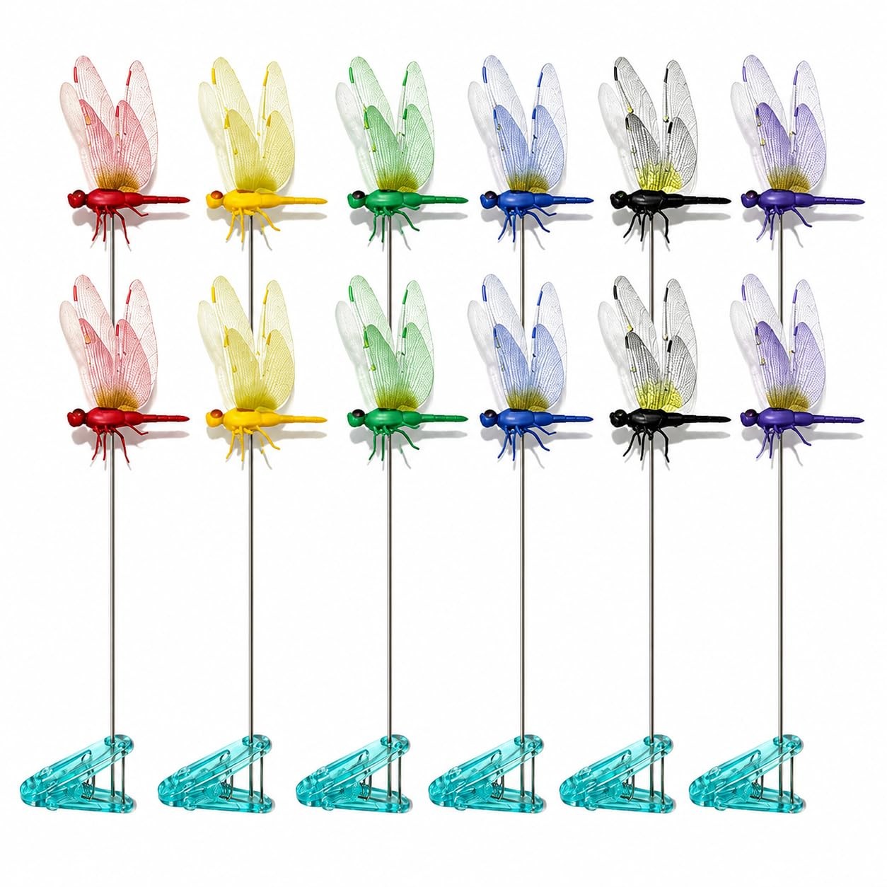 12 Pack Dragon Fly Clips for Bugs Repellentï¼Œ3D Dragonfly Garden Stakes Deco…
