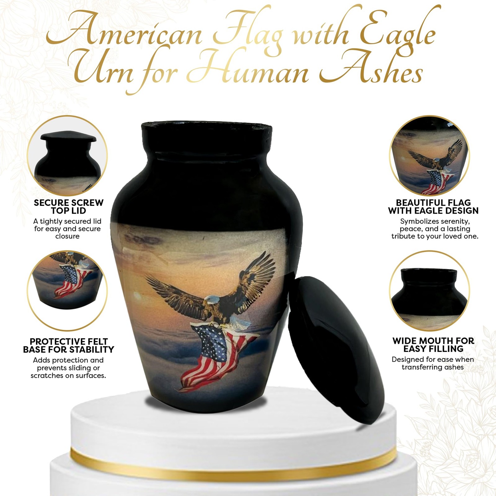 Small American Flag Eagle Cremation Urns for Human Ashes Adult Male & Female …
