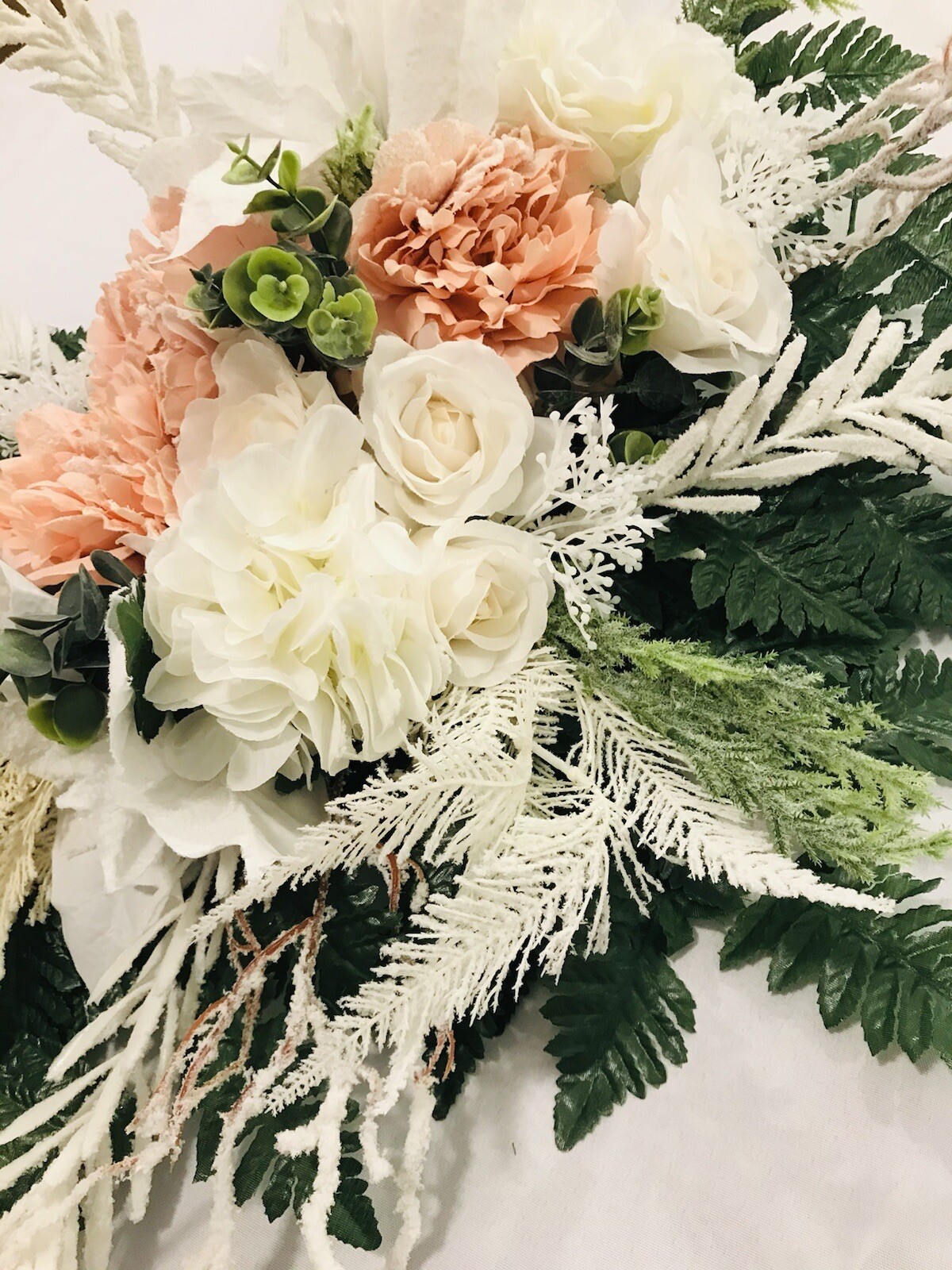 Pink And White Silk Flowers For Cemetery Grave Marker/bevel, Memorial Flowers
