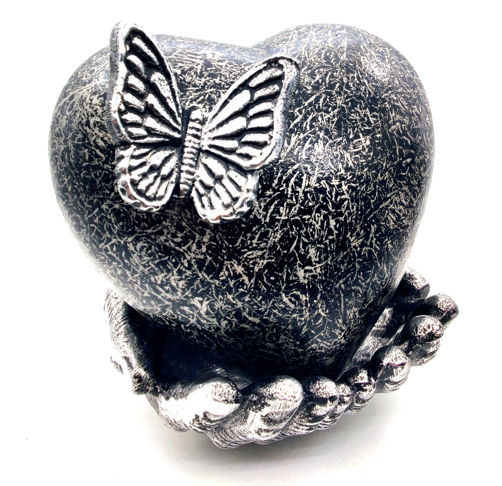 Butterfly Heart Cremation Urn for Ashes with Hand Shape Stand Memorial Keepsake