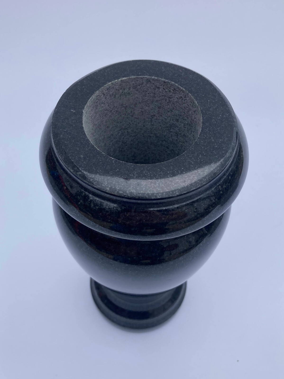 Turned Round Granite Vase Black (4×8) Cemetery Funeral Memorial