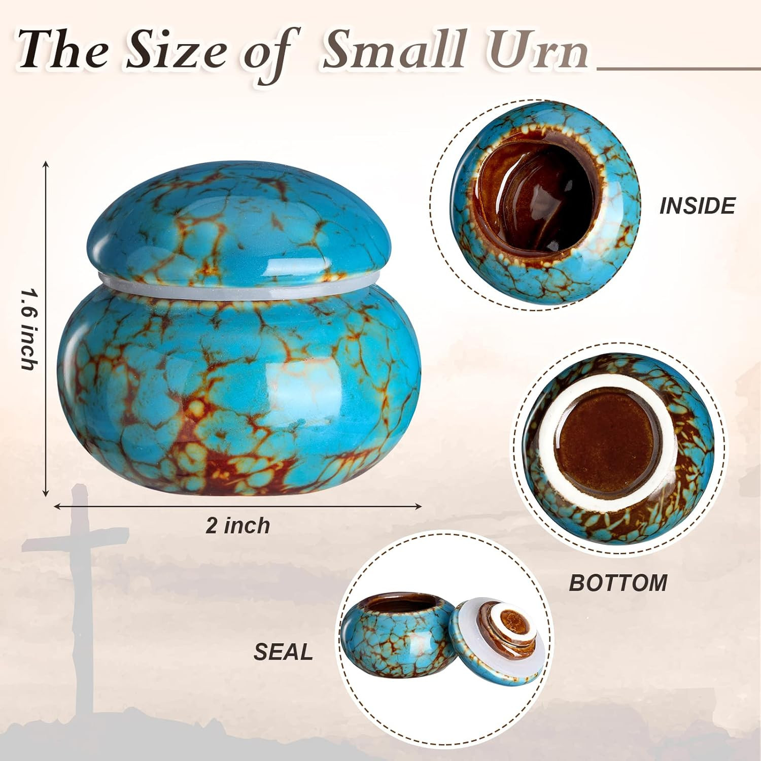 6 Pieces Ceramic Small Urn for Human Ashes Memorial Mini Keepsake Urns 1.6 Inch