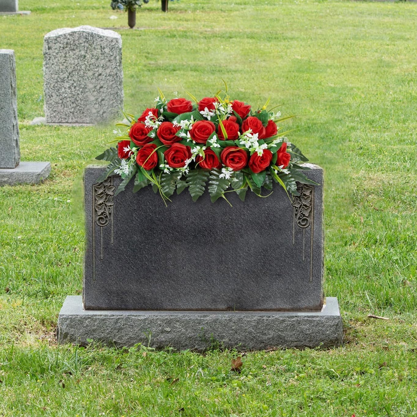 Unique Headstone Flower Arrangement`
