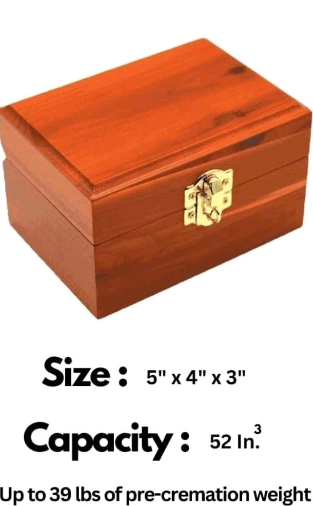 Aromatic Cedar Urn for Human and Pet Ashes, Cremation and Aquamation Urn, Small