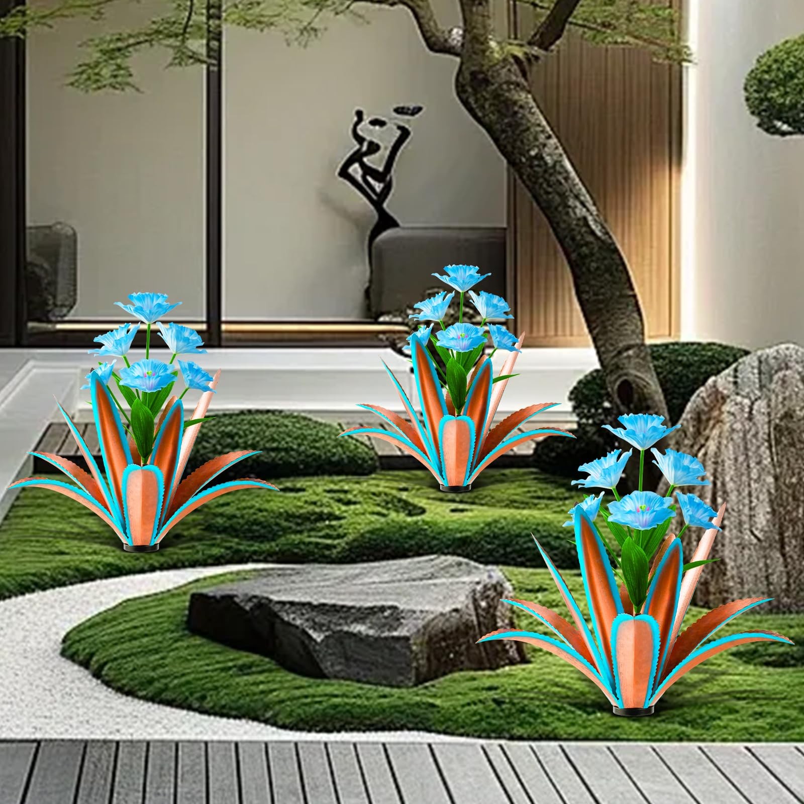 “Metal Agave Plants Outdoor Decor for Garden Mexican Yard Art 2 Pack”