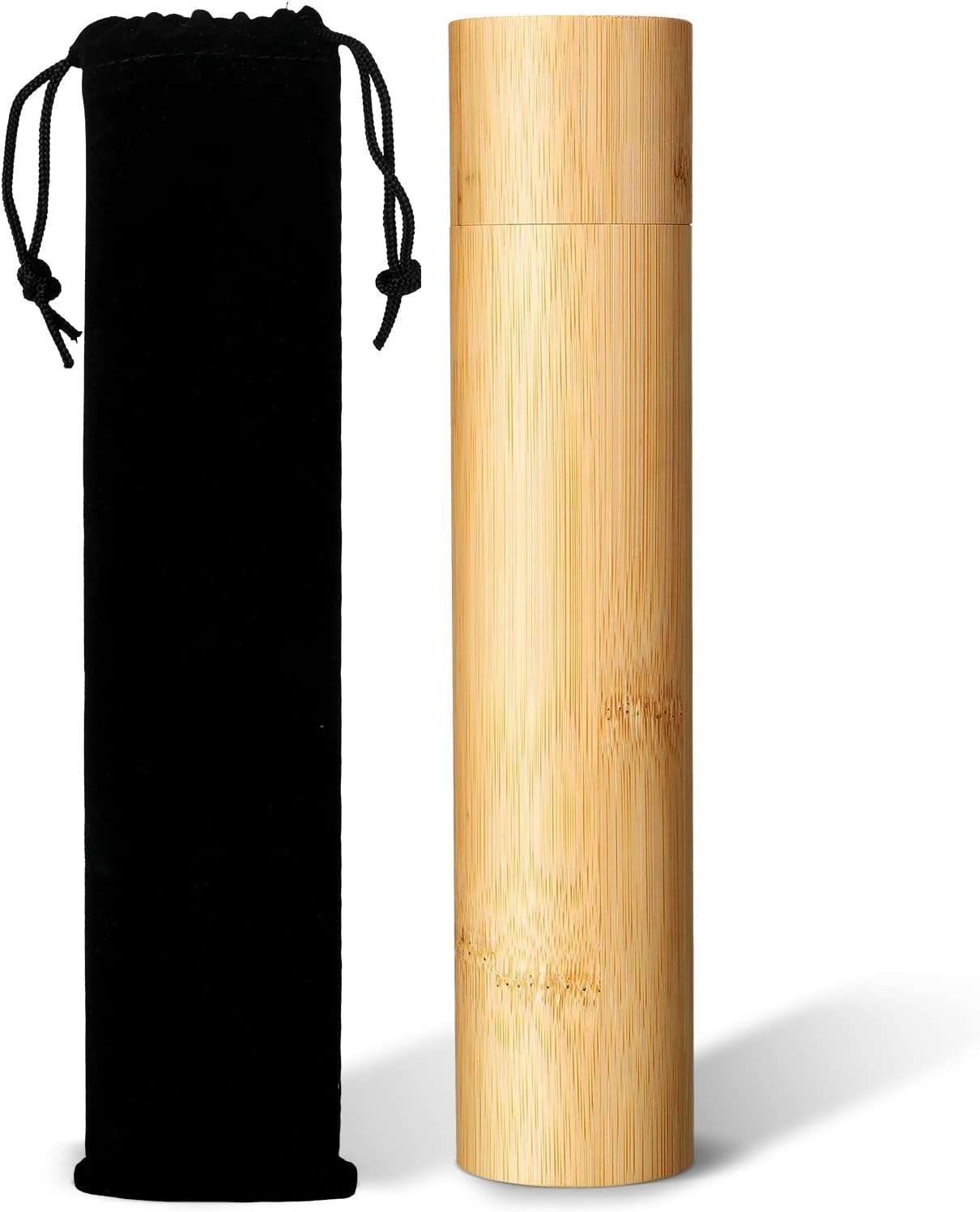 2-Piece Bamboo Scattering Urn Set with Black Velvet Bags for Human & Pet Ashes